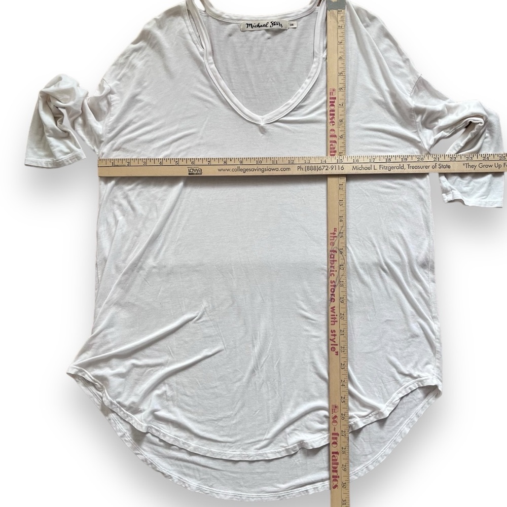 Michael Stars White Jersey Knit V-Neck Blouse One Size - Picture 8 of 8